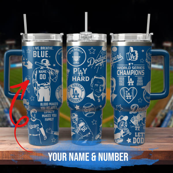 Los Angeles Dodgers MLB Custom Stanley Quencher 30oz-40oz Stainless Steel Tumbler Hot And Cold Tumbler