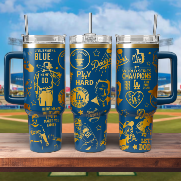 Los Angeles Dodgers MLB Custom Stanley Quencher 30oz-40oz Stainless Steel Tumbler Hot And Cold Tumbler