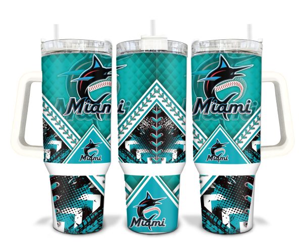 Miami Marlins MLB Custom Stanley Quencher 30oz-40oz Stainless Steel