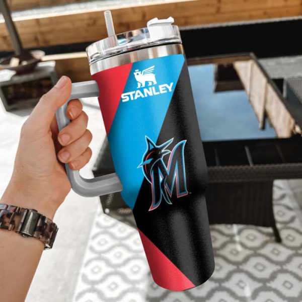 MLB Miami Marlins Custom Stanley Quencher 30oz-40oz Stainless Steel Tumbler Hot And Cold Tumbler
