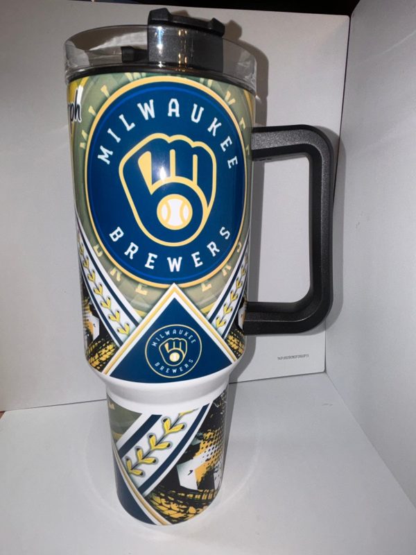 Milwaukee Brewers MLB Custom Stanley Quencher 30oz-40oz Stainless Steel Tumbler Hot And Cold Tumbler - Image 2
