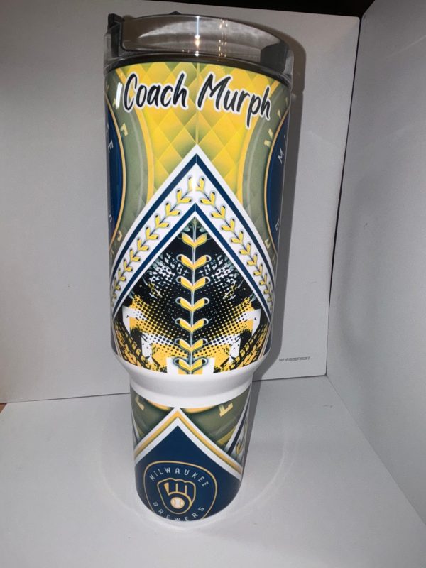 Milwaukee Brewers MLB Custom Stanley Quencher 30oz-40oz Stainless Steel Tumbler Hot And Cold Tumbler - Image 3
