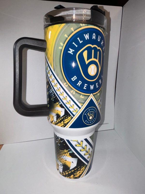 Milwaukee Brewers MLB Custom Stanley Quencher 30oz-40oz Stainless Steel Tumbler Hot And Cold Tumbler - Image 4