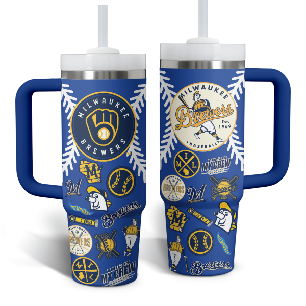 Milwaukee Brewers MLB Custom Stanley Quencher 30oz-40oz Stainless Steel Tumbler Hot And Cold Tumbler