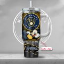 MLB Milwaukee Brewers Mickey Mouse Custom Stanley Quencher 30oz-40oz Stainless Steel Tumbler Hot And Cold Tumbler