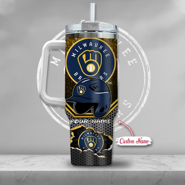 MLB Milwaukee Brewers Mickey Mouse Custom Stanley Quencher 30oz-40oz Stainless Steel Tumbler Hot And Cold Tumbler - Image 3