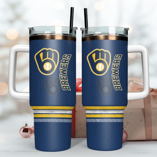 Milwaukee Brewers Baseball MLB Sport Custom Stanley Quencher 30oz-40oz Stainless Steel Tumbler - Image 2