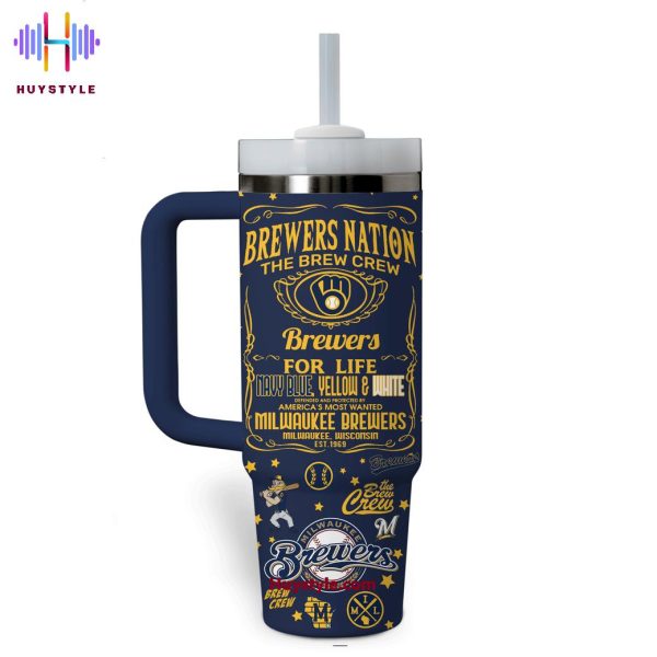 Milwaukee Brewers MLB Custom Stanley Quencher 30oz-40oz Stainless Steel Tumbler Hot And Cold Tumbler - Image 2