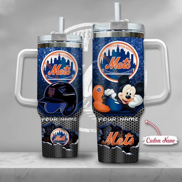 MLB New York Mets Mickey Mouse Custom Stanley Quencher 30oz-40oz Stainless Steel Tumbler Hot And Cold Tumbler