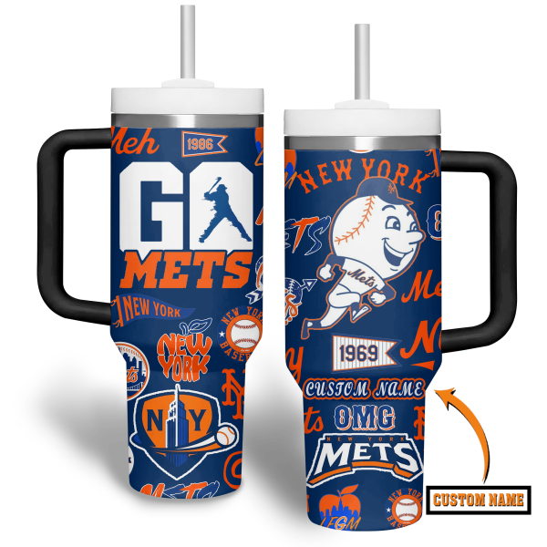 New York Mets MLB Custom Stanley Quencher 30oz-40oz Stainless Steel Tumbler Hot And Cold Tumbler