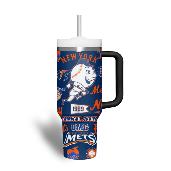 New York Mets MLB Custom Stanley Quencher 30oz-40oz Stainless Steel Tumbler Hot And Cold Tumbler - Image 3