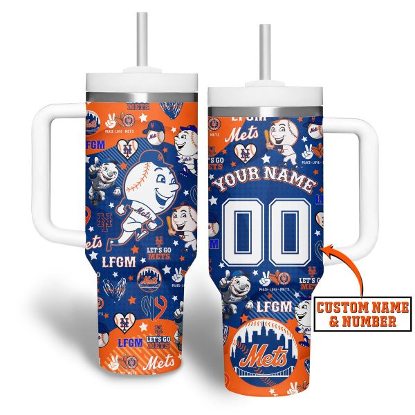 New York Mets MLB Custom Stanley Quencher 30oz-40oz Stainless Steel Tumbler
