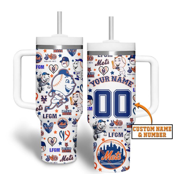New York Mets MLB Custom Stanley Quencher 30oz-40oz Stainless Steel Tumbler - Image 2