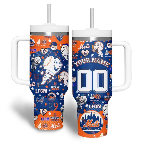 New York Mets MLB Custom Stanley Quencher 30oz-40oz Stainless Steel Tumbler - Image 3