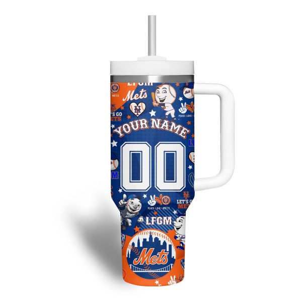 New York Mets MLB Custom Stanley Quencher 30oz-40oz Stainless Steel Tumbler - Image 7