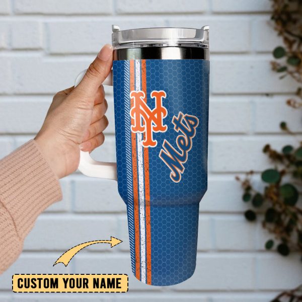 New York Mets MLB Baseball Team Custom Stanley Quencher 30oz-40oz Stainless Steel Tumbler Hot And Cold Tumbler - Image 2
