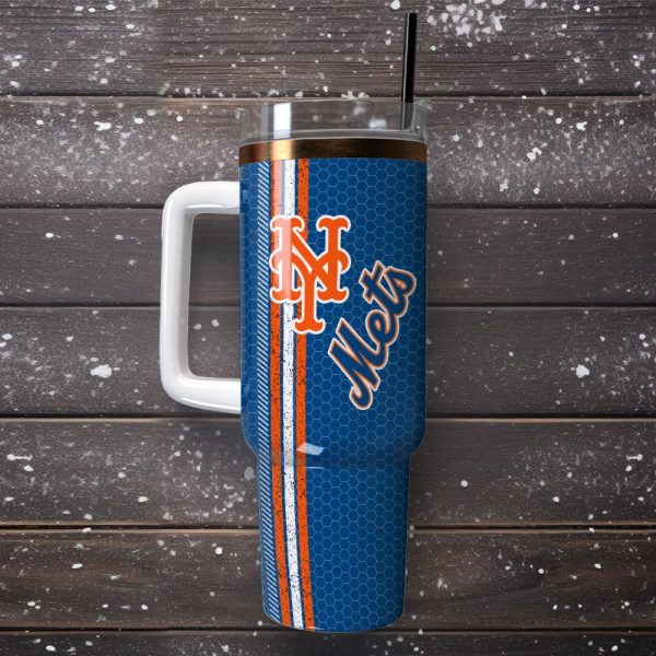 New York Mets MLB Baseball Team Custom Stanley Quencher 30oz-40oz Stainless Steel Tumbler Hot And Cold Tumbler - Image 4