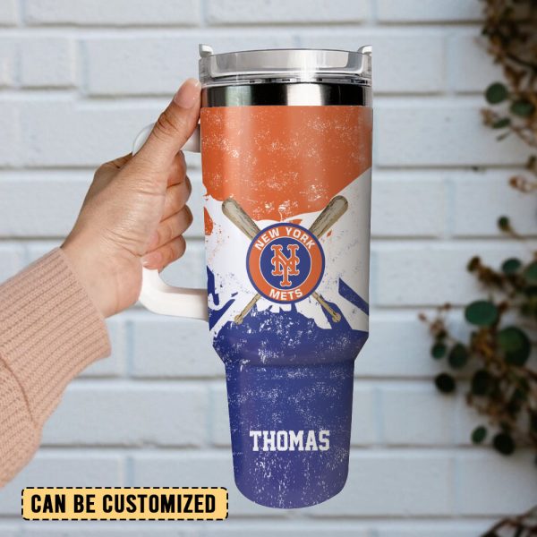 New York Mets Baseball MLB Sport Custom Stanley Quencher 30oz-40oz Stainless Steel Tumbler Hot And Cold Tumbler - Image 2
