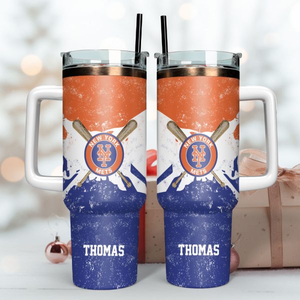 New York Mets Baseball MLB Sport Custom Stanley Quencher 30oz-40oz Stainless Steel Tumbler Hot And Cold Tumbler - Image 3