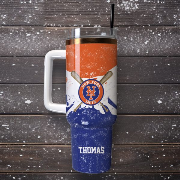 New York Mets Baseball MLB Sport Custom Stanley Quencher 30oz-40oz Stainless Steel Tumbler Hot And Cold Tumbler - Image 4