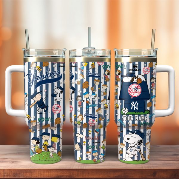 New York Yankees x Peanuts MLB Sports Custom Stanley Quencher 30oz-40oz Stainless Steel Tumbler Hot And Cold Tumbler