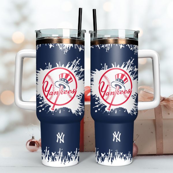 New York Yankees Baseball MLB Sport Custom Stanley Quencher 30oz-40oz Stainless Steel Tumbler Hot And Cold Tumbler - Image 3