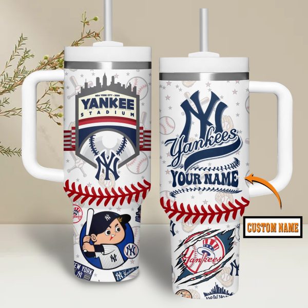 New York Yankees MLB Custom Stanley Quencher 30oz-40oz Stainless Steel Tumbler