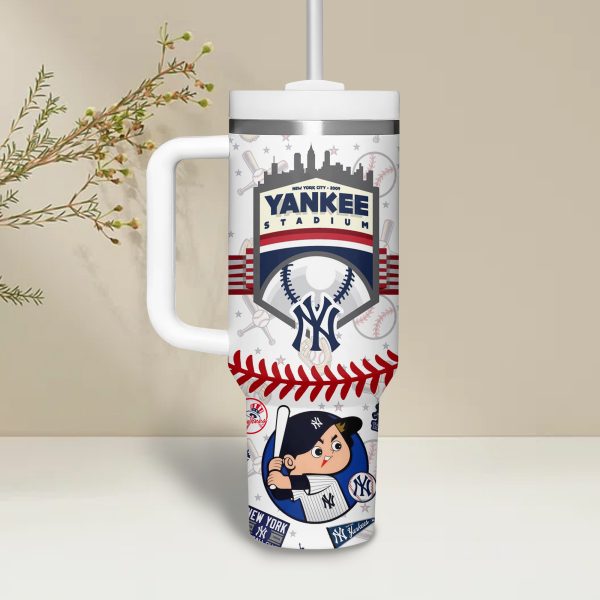 New York Yankees MLB Custom Stanley Quencher 30oz-40oz Stainless Steel Tumbler - Image 3