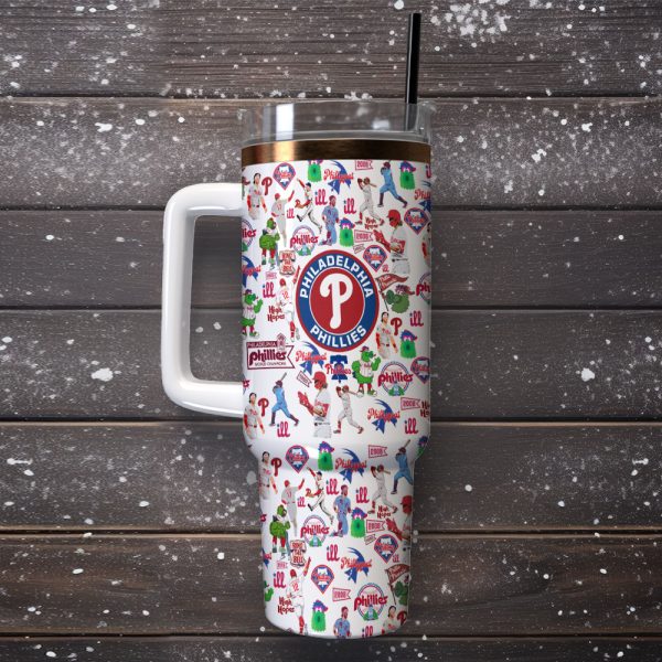 Philadelphia Phillies MLB Sports Custom Stanley Quencher 30oz-40oz Stainless Steel Tumbler Hot And Cold Tumbler - Image 2