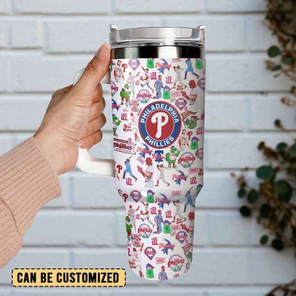 Philadelphia Phillies MLB Sports Custom Stanley Quencher 30oz-40oz Stainless Steel Tumbler Hot And Cold Tumbler - Image 3