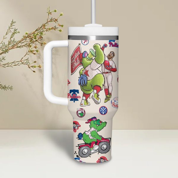 Philadelphia Phillies MLB Custom Stanley Quencher 30oz-40oz Stainless Steel Tumbler - Image 2
