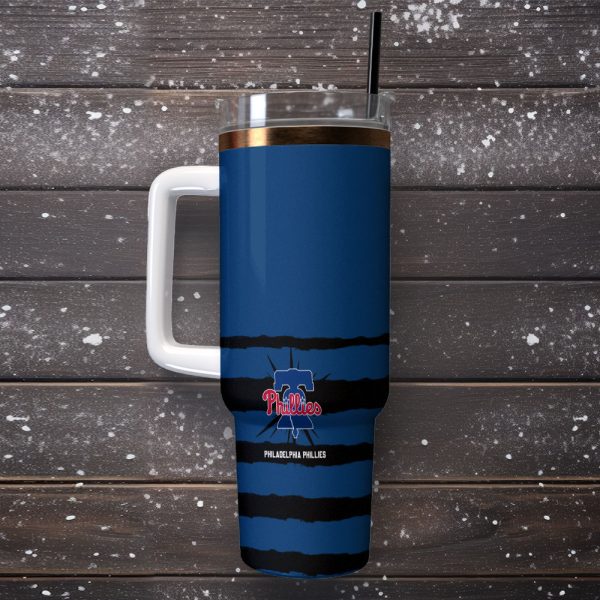 Philadelphia Phillies MLB Sports Custom Stanley Quencher 30oz-40oz Stainless Steel Tumbler Hot And Cold Tumbler - Image 2
