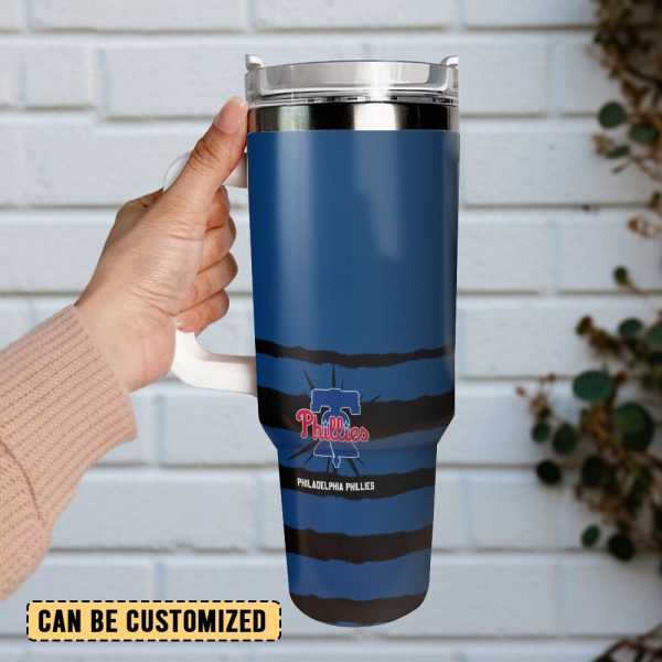 Philadelphia Phillies MLB Sports Custom Stanley Quencher 30oz-40oz Stainless Steel Tumbler Hot And Cold Tumbler - Image 3