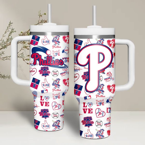 Philadelphia Phillies MLB Custom Stanley Quencher 30oz-40oz Stainless Steel