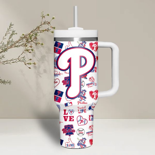 Philadelphia Phillies MLB Custom Stanley Quencher 30oz-40oz Stainless Steel - Image 2