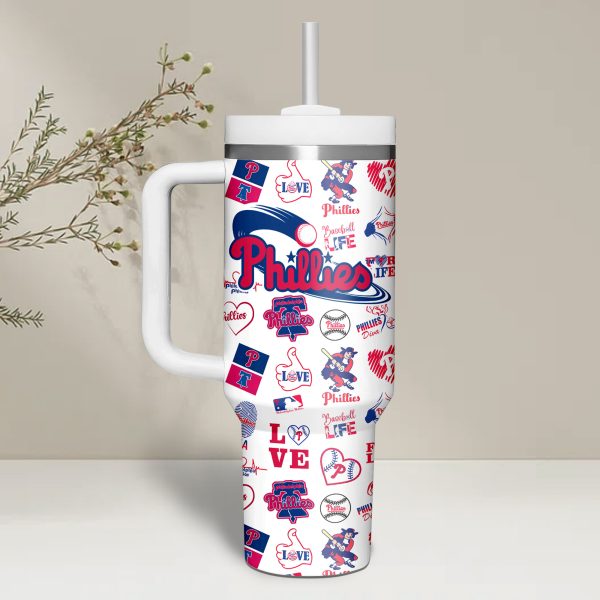 Philadelphia Phillies MLB Custom Stanley Quencher 30oz-40oz Stainless Steel - Image 3