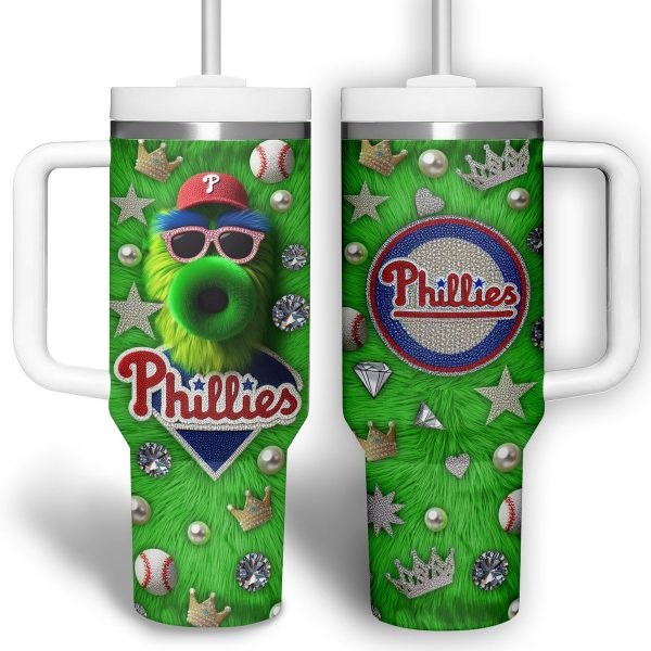 Philadelphia Phillies MLB Custom Stanley Quencher 30oz-40oz Stainless Steel Tumbler - Image 2