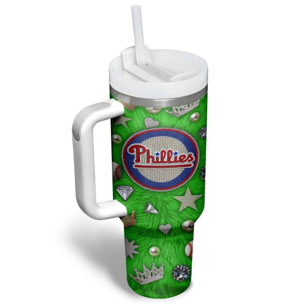 Philadelphia Phillies MLB Custom Stanley Quencher 30oz-40oz Stainless Steel Tumbler - Image 3