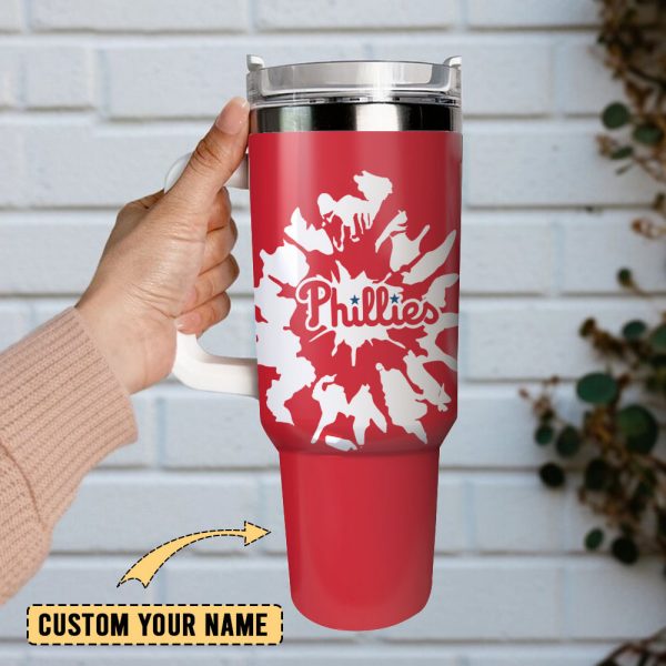 Philadelphia Phillies Baseball MLB Sport Custom Stanley Quencher 30oz-40oz Stainless Steel Tumbler Hot And Cold Tumbler - Image 2