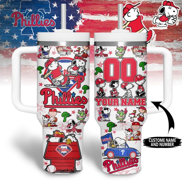 Philadelphia Phillies MLB Custom Stanley Quencher 30oz-40oz Stainless Steel Tumbler