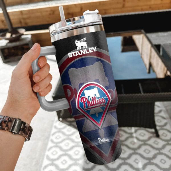 MLB Philadelphia Phillies Custom Stanley Quencher 30oz-40oz Stainless Steel Tumbler Hot And Cold Tumbler