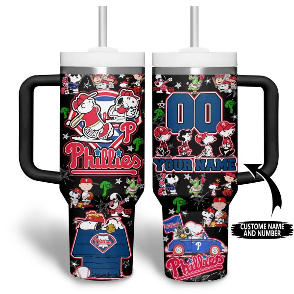 Philadelphia Phillies MLB Custom Stanley Quencher 30oz-40oz Stainless Steel Tumbler Hot And Cold Tumbler