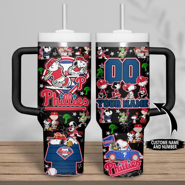Philadelphia Phillies MLB Custom Stanley Quencher 30oz-40oz Stainless Steel Tumbler Hot And Cold Tumbler - Image 2