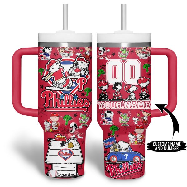 Philadelphia Phillies MLB Custom Stanley Quencher 30oz-40oz Stainless Steel Tumbler Hot And Cold Tumbler