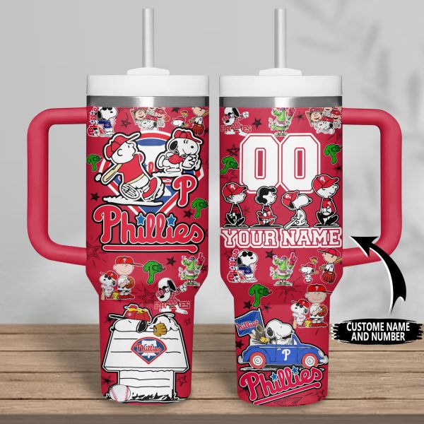 Philadelphia Phillies MLB Custom Stanley Quencher 30oz-40oz Stainless Steel Tumbler Hot And Cold Tumbler - Image 2