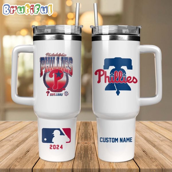 Philadelphia Phillies MLB Sports Custom Stanley Quencher 30oz-40oz Stainless Steel Tumbler Hot And Cold Tumbler