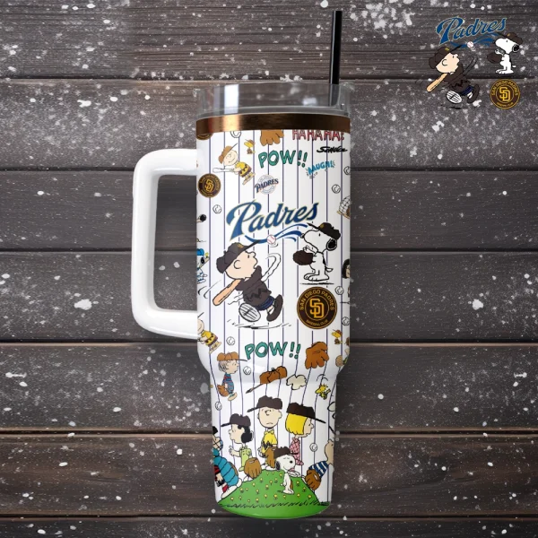 San Diego Padres x Peanuts MLB Custom Stanley Quencher 30oz-40oz Stainless Steel Tumbler Hot And Cold Tumbler - Image 2