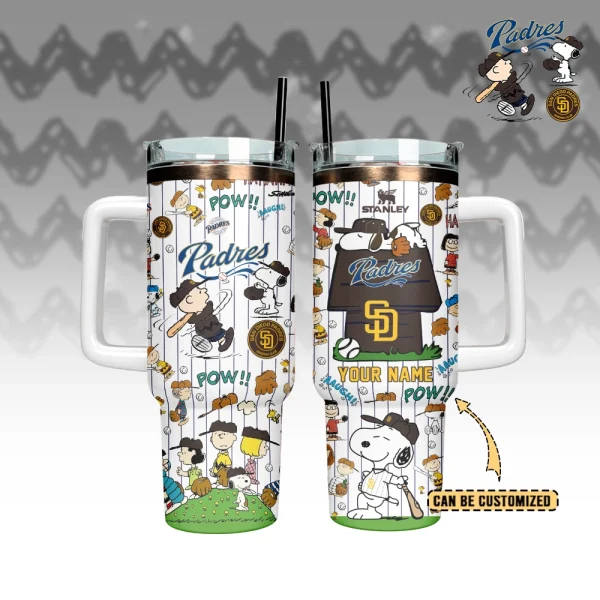 San Diego Padres x Peanuts MLB Custom Stanley Quencher 30oz-40oz Stainless Steel Tumbler Hot And Cold Tumbler - Image 3