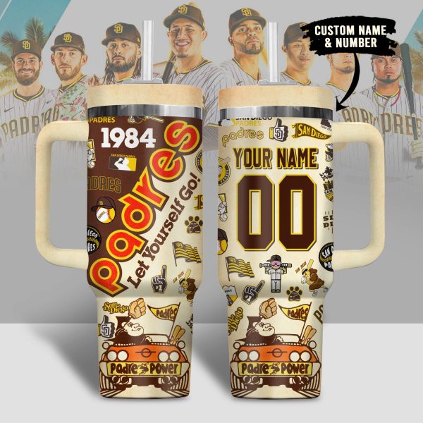 San Diego Padres MLB Custom Stanley Quencher 30oz-40oz Stainless Steel Tumbler