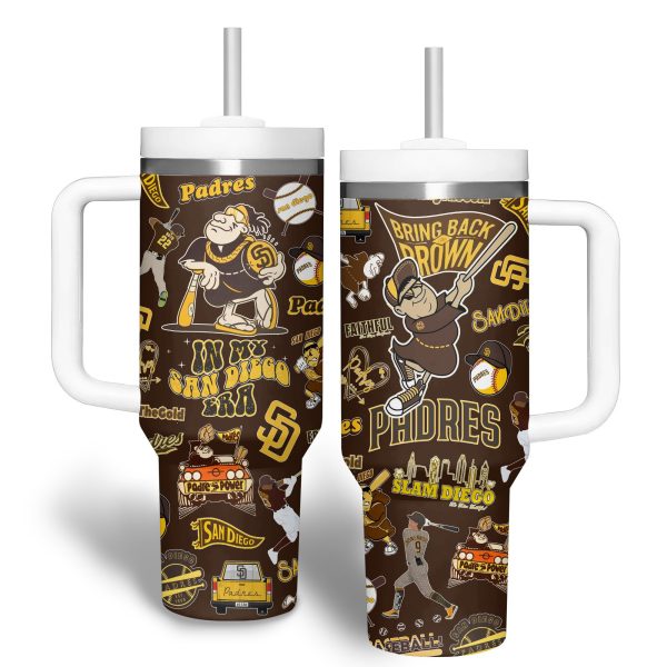 San Diego Padres MLB Custom Stanley Quencher 30oz-40oz Stainless Steel Tumbler